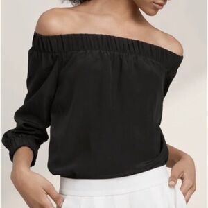 ARITZIA Babaton 100% Silk Ivory Off The Shoulder Phineas Top